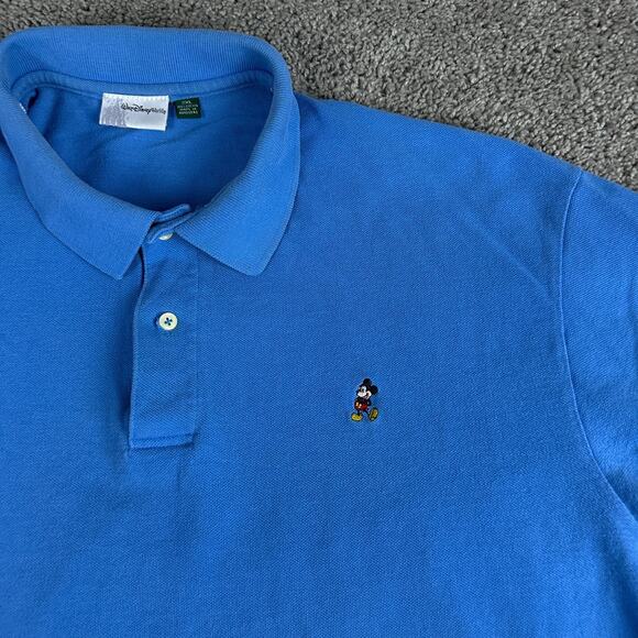 Disney Polo Shirt Mens XXL 2XL Blue Mickey Mouse Embroidered WDW Short Sleeve - Picture 3 of 10